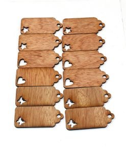 Gift, luggage Tags with Star, Heart or Butterfly laser cut outs Wooden Plywood
