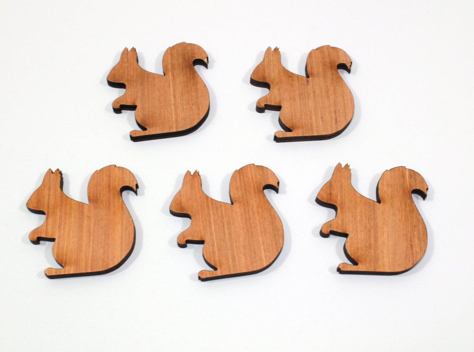 5 laser cut plywood squirrels
