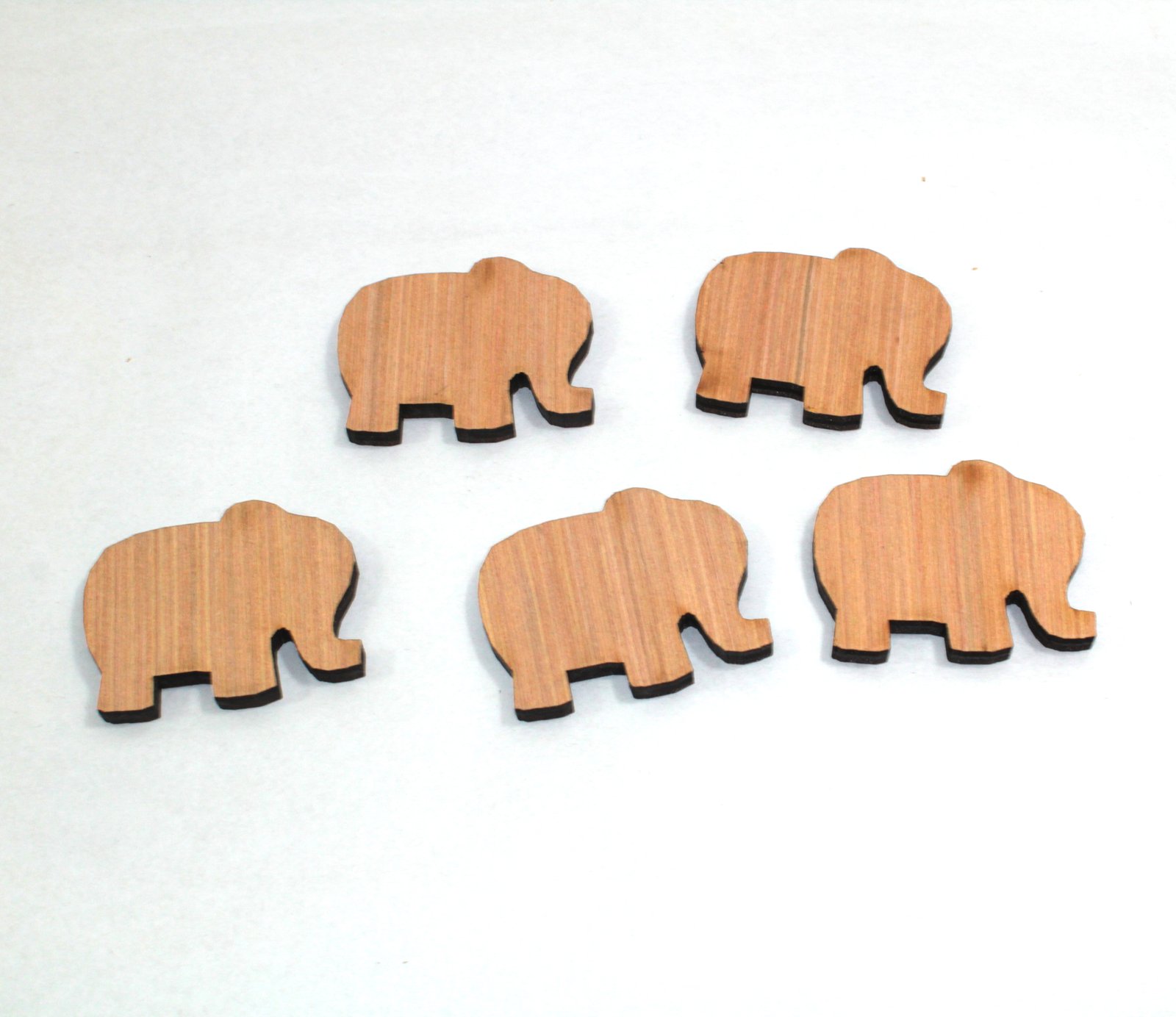 5 x laser cut plywood elephants