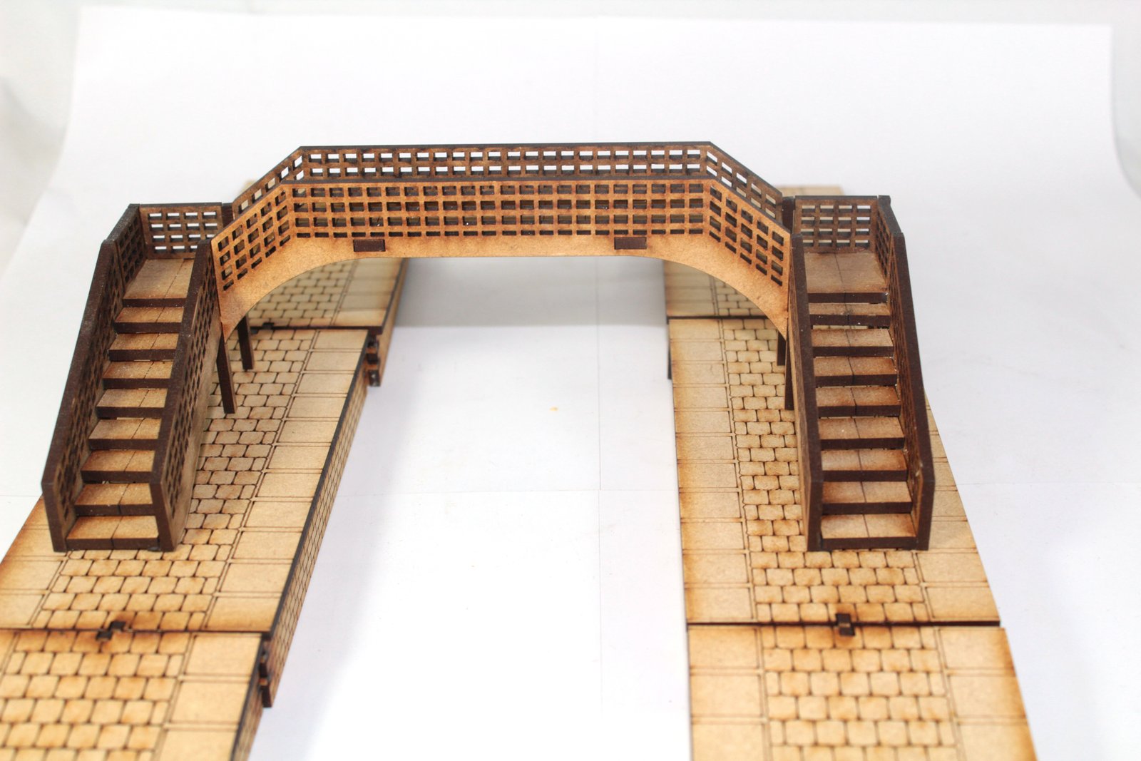 close up of footbridge with platfroms