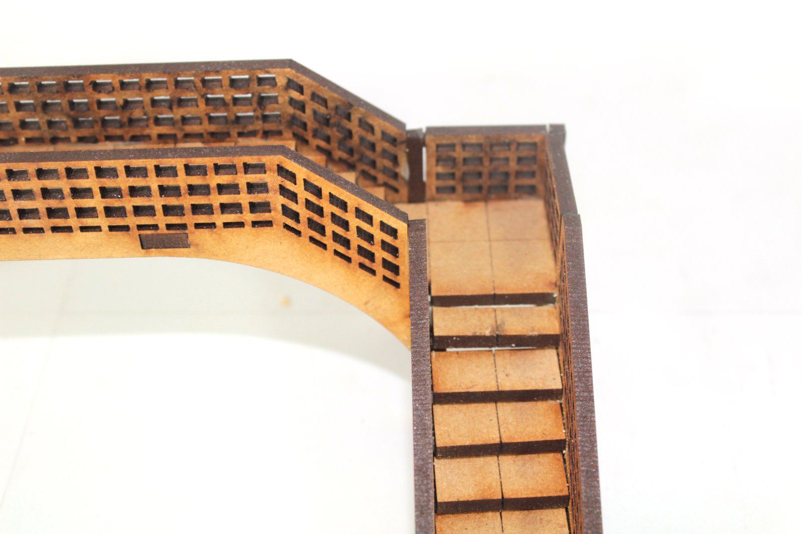 close up footbridge landing space on stairs