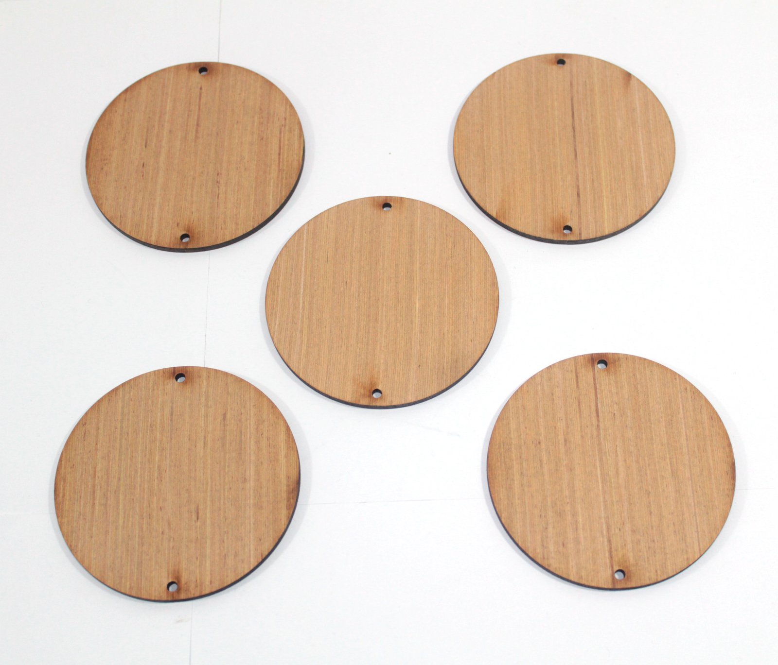 5 100mm plywood circle with 2 holes