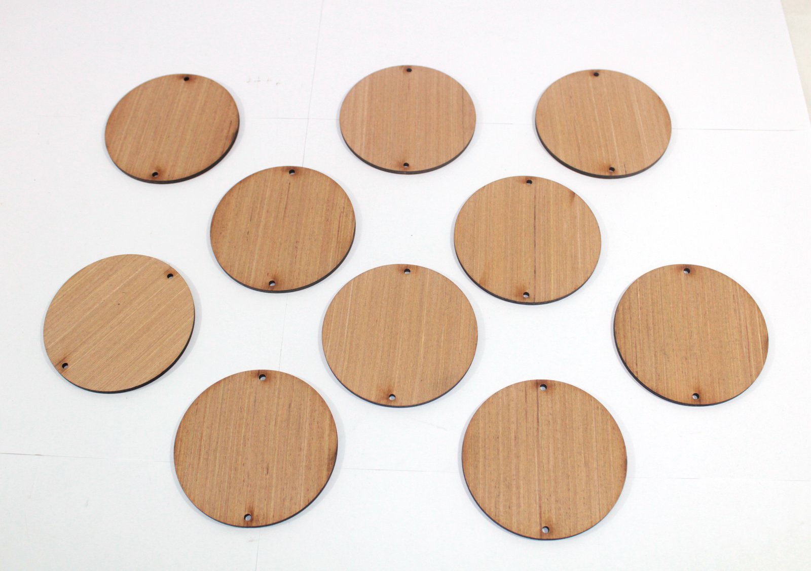 10 100mm plywood circle with 2 holes