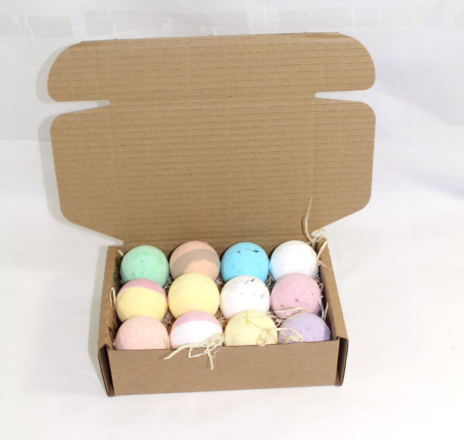 bath bombs in box with open lid